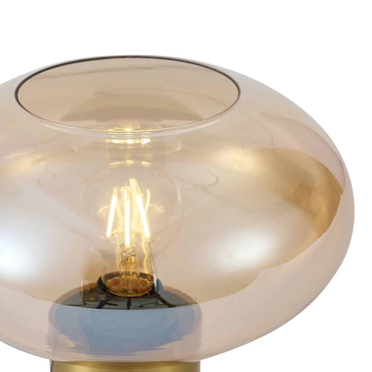 Design tafellamp messing met amber glas - Umbrella