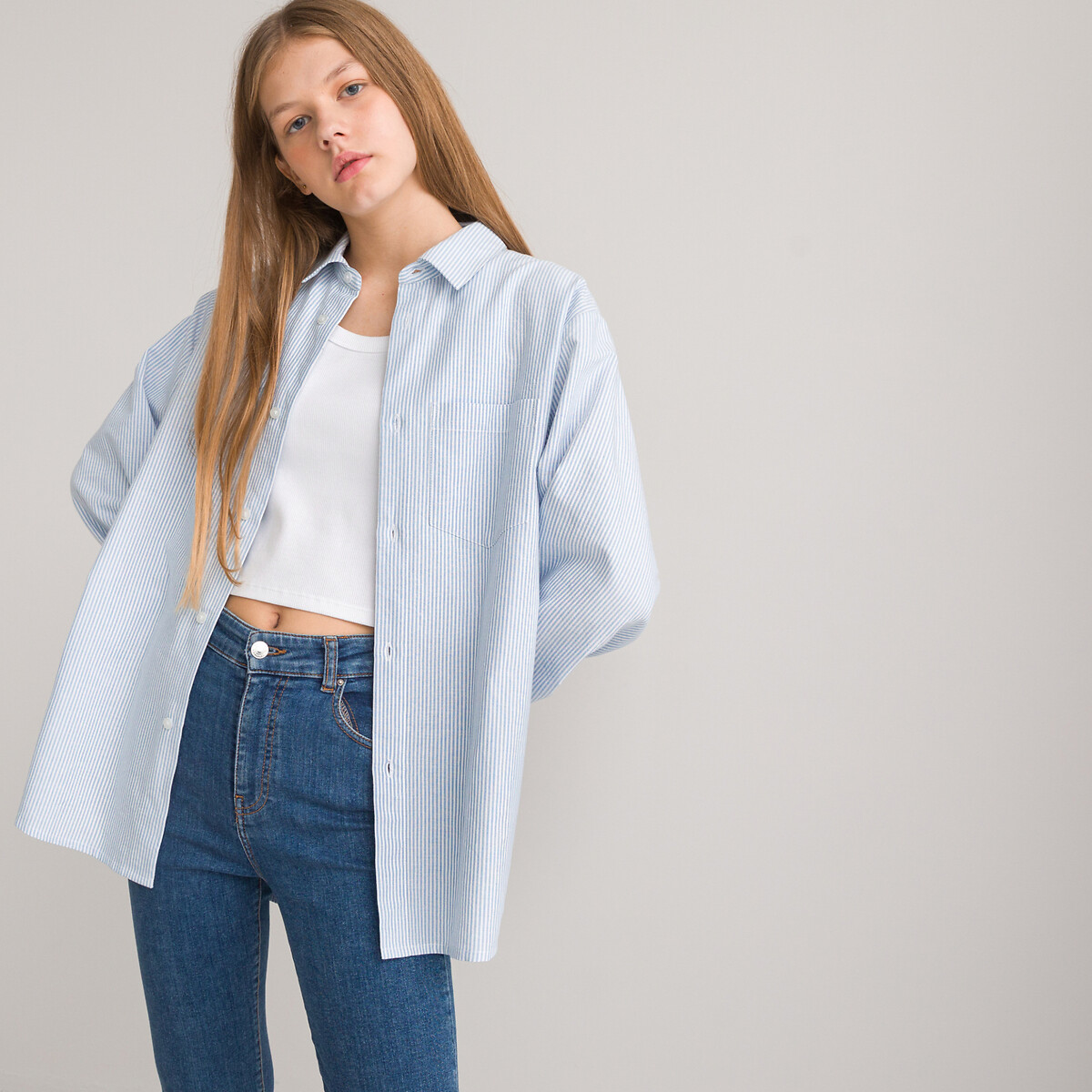 COLEÇÃO LA REDOUTE<br>Camisa listrada oversized de manga comprida, unissex