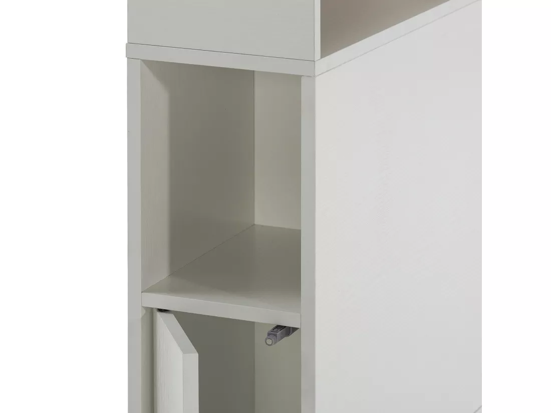 Tête de lit Zeus 95 cm blanc, 2 portes 9 trous