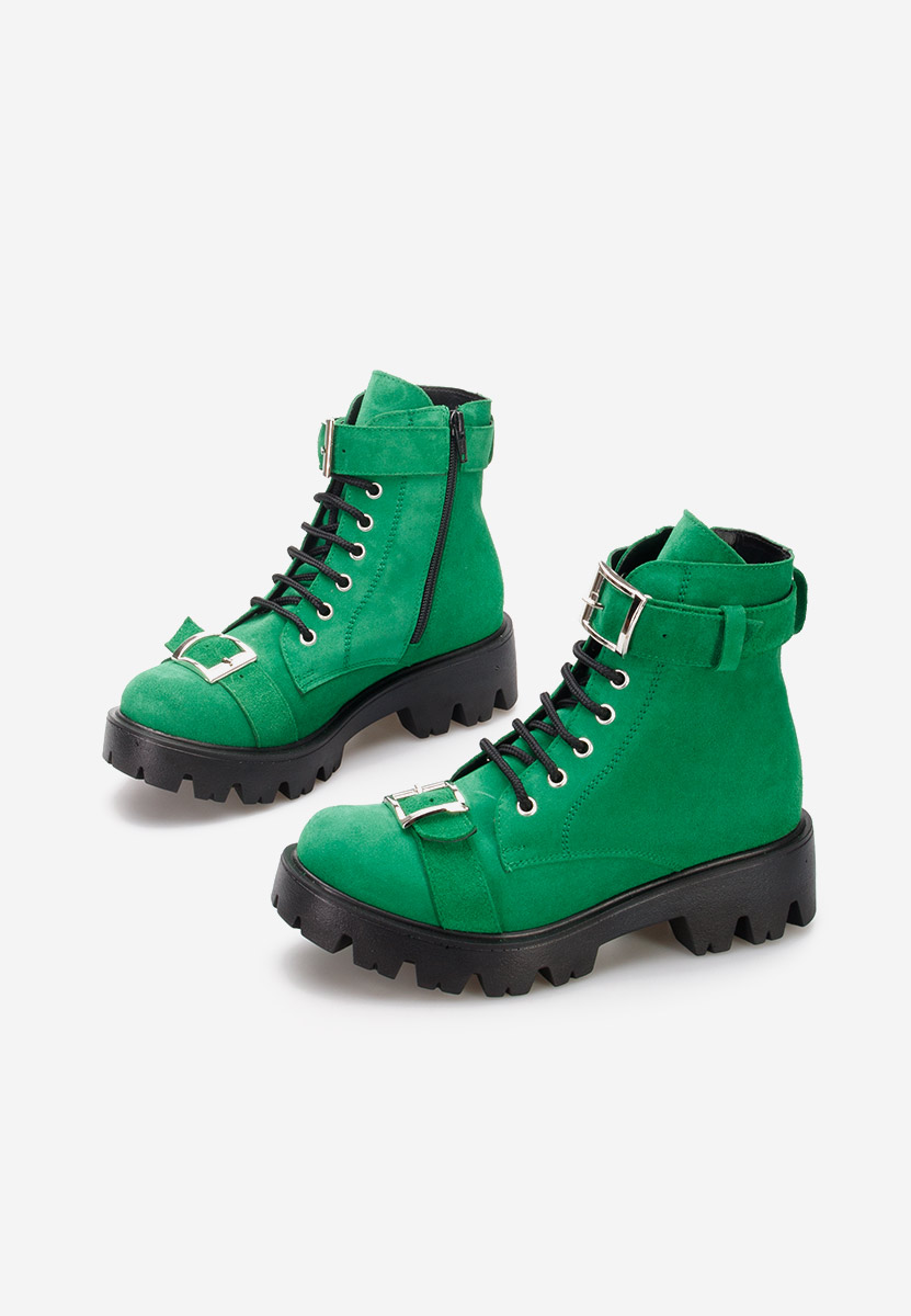 Bottines à lacets femme en cuir verts Antonina V2