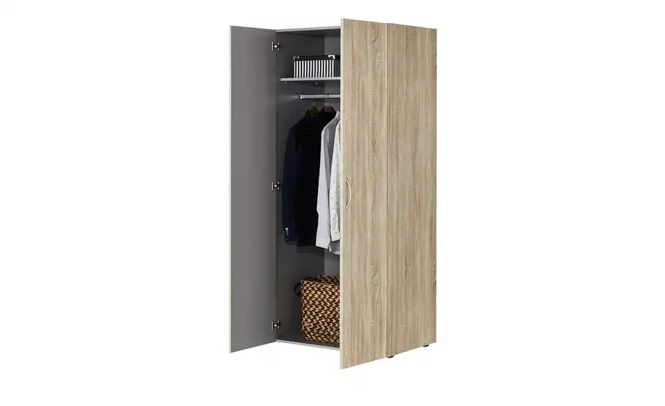 Schrank, 2-türig Multischrank-System Eiche sägerau (Nachbildung) 80 cm