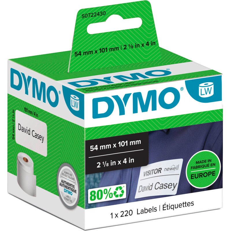 Etiquettes expédition / badge 54 x 101 mm Dymo - Rouleau de 220