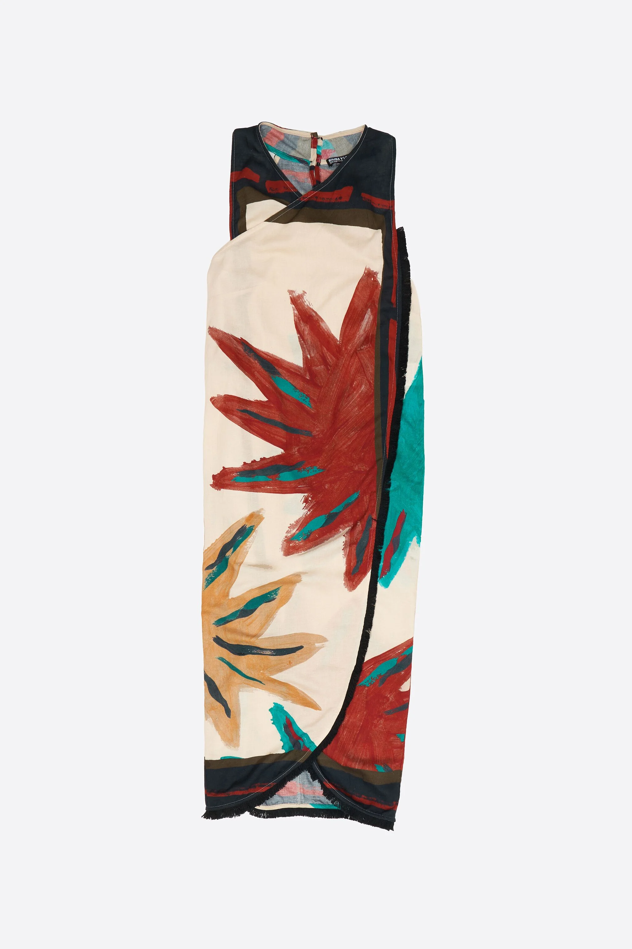 Vestido midi envelope com franjas Positional Sun