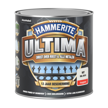 Hammerite Ultima metaallak hoogglans 250ml wit RAL9016