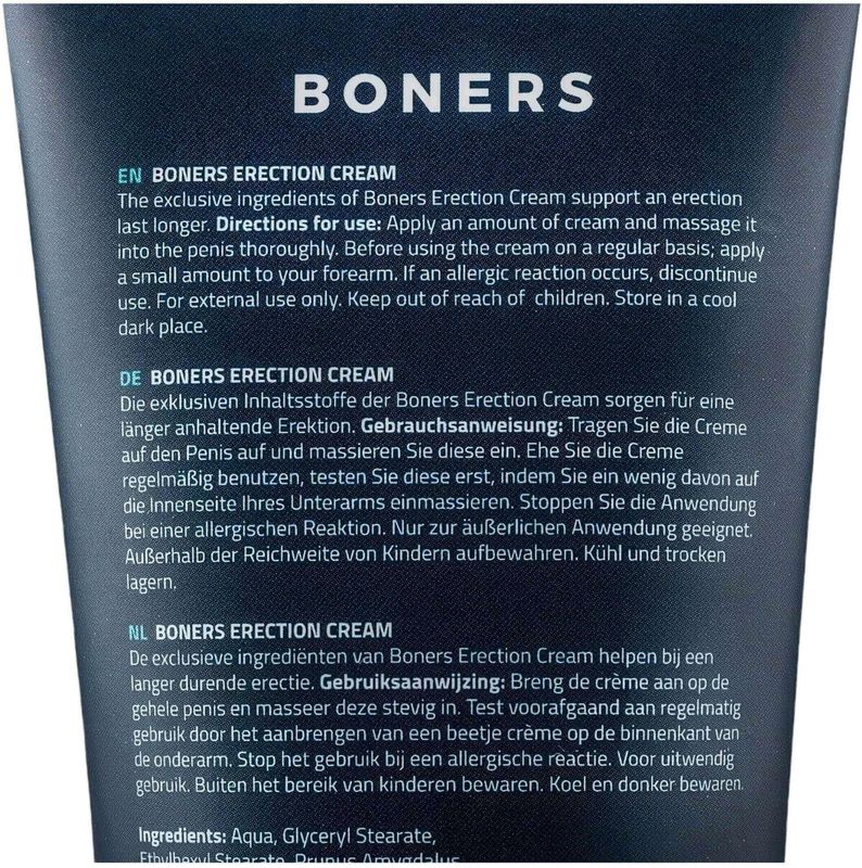 Boners - Erectiecrème - 100 ml - Verzorgende Ingrediënten