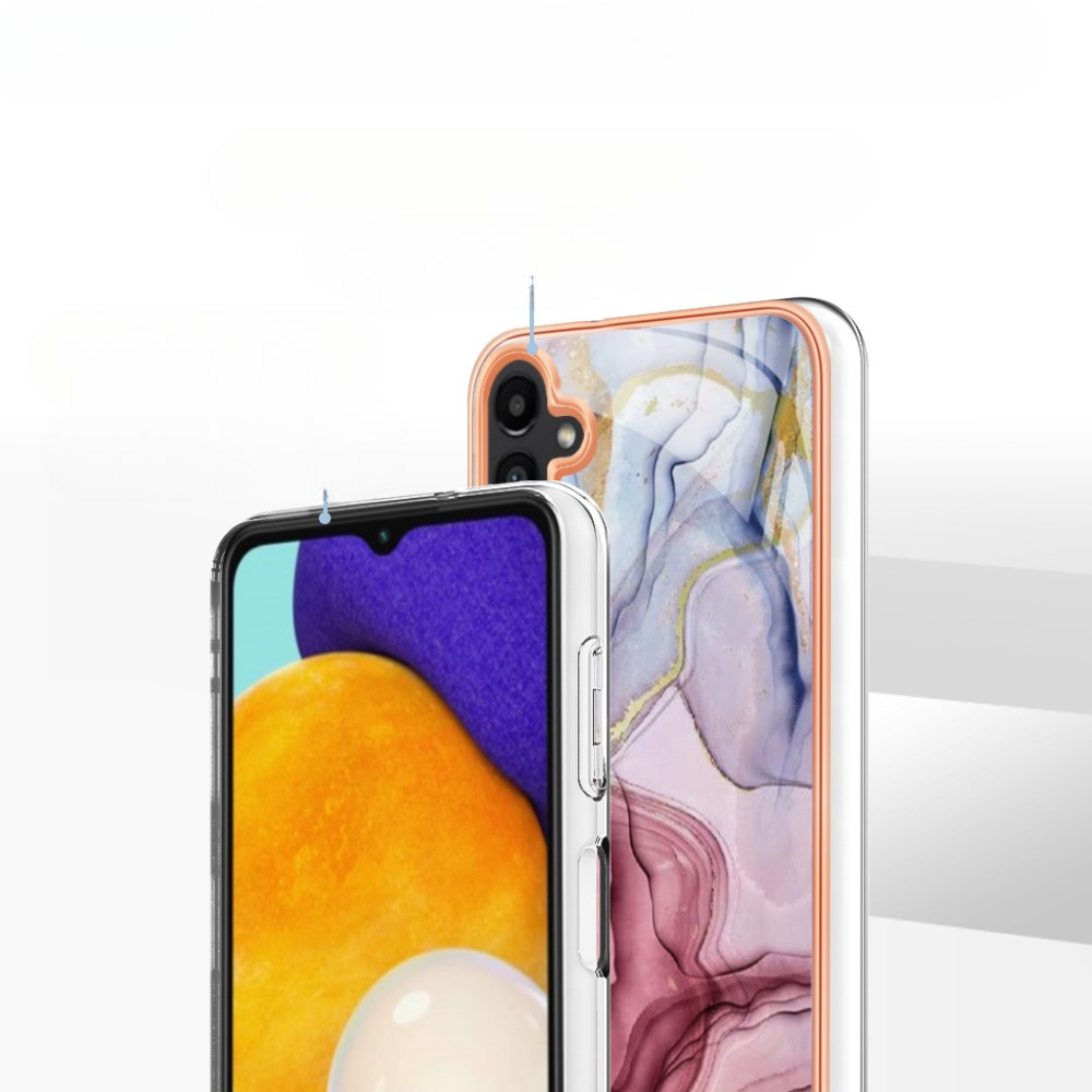 Samsung Galaxy A56 Gummi Case Hülle Galvanisierter Rahmen Marble Marmor Design - Pink / Roségold