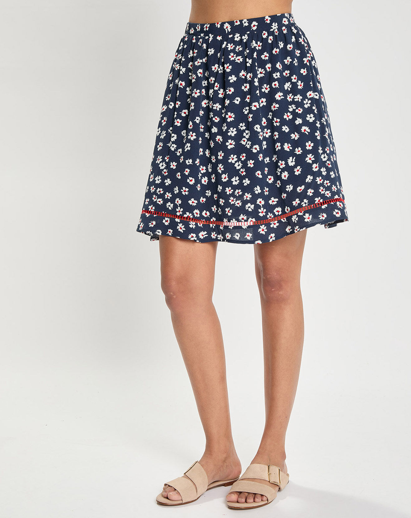 Tommy Jeans Jupe fluide à fleurs bleu marine