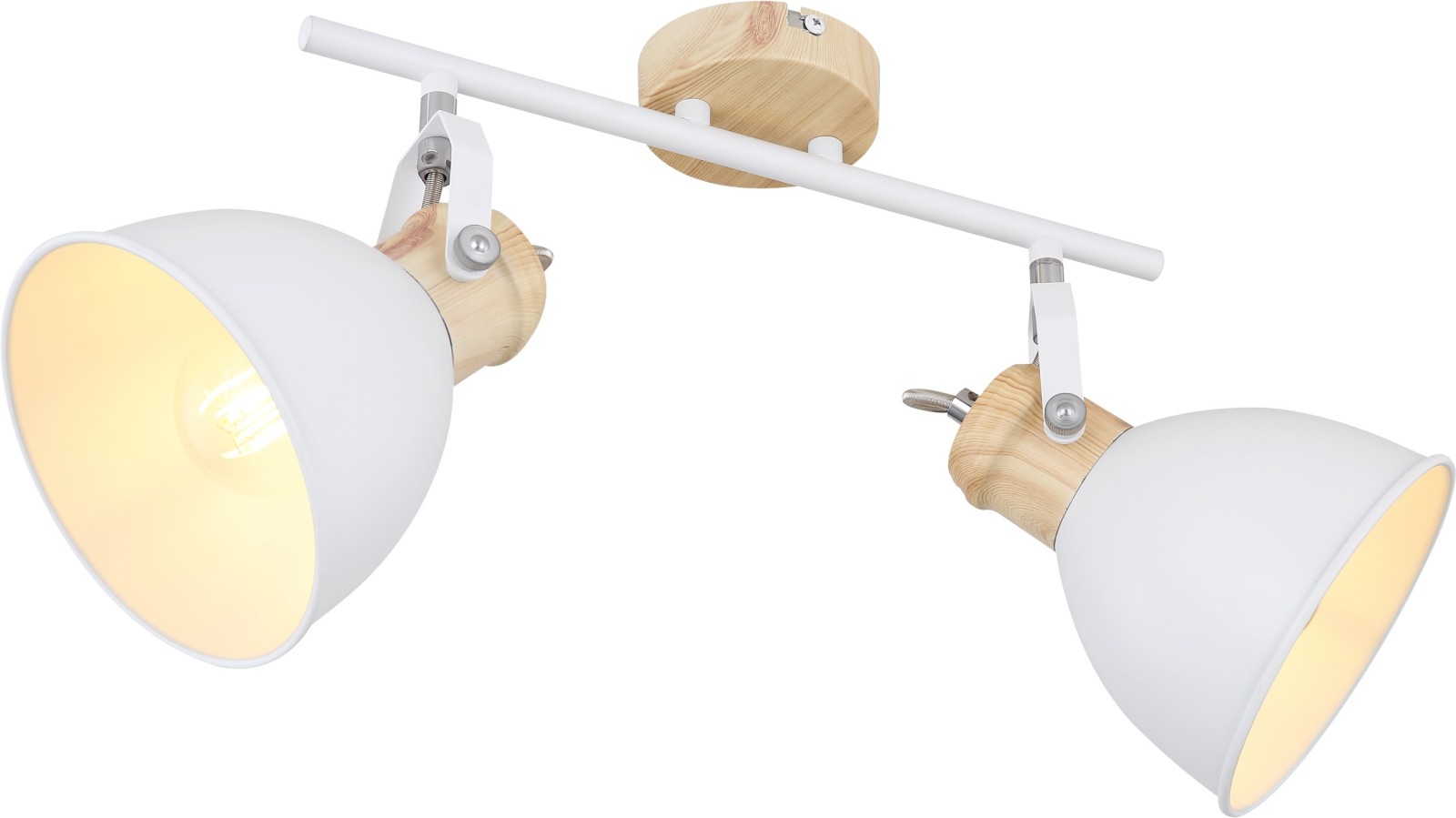 Deckenstrahler - weiß - Holzoptik - 35 cm breit