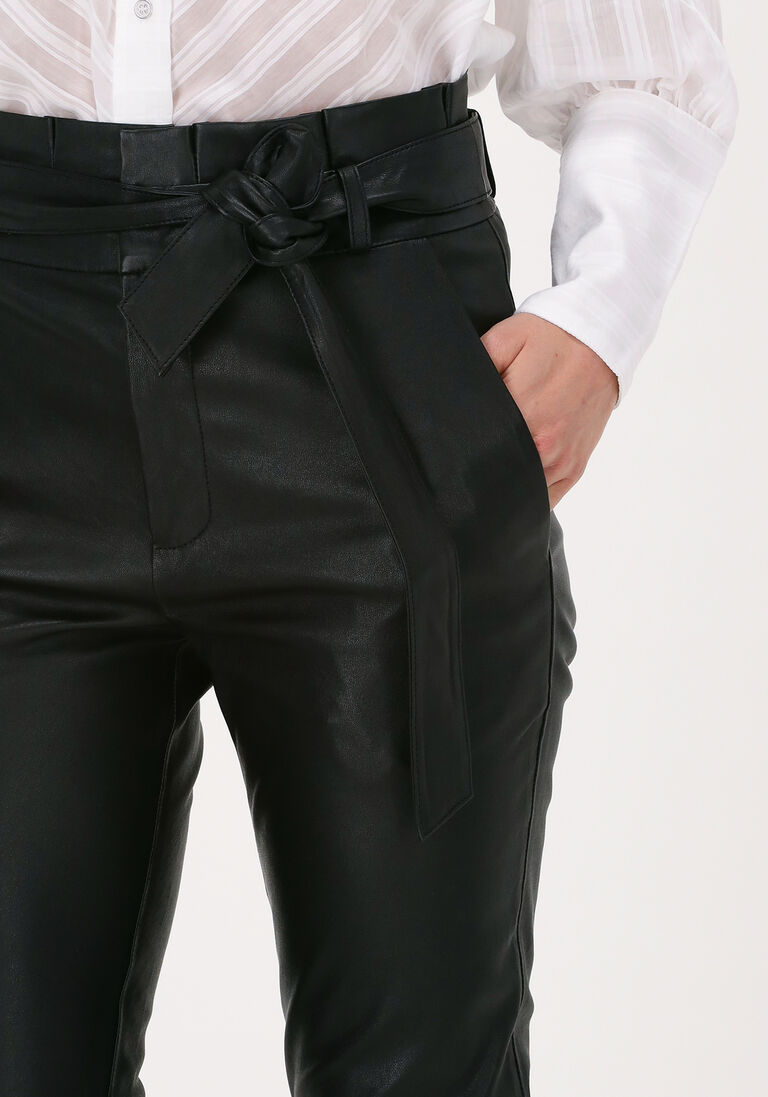 EST\\'SEVEN zwarte est'seven pantalon est'paper bag stretch leather