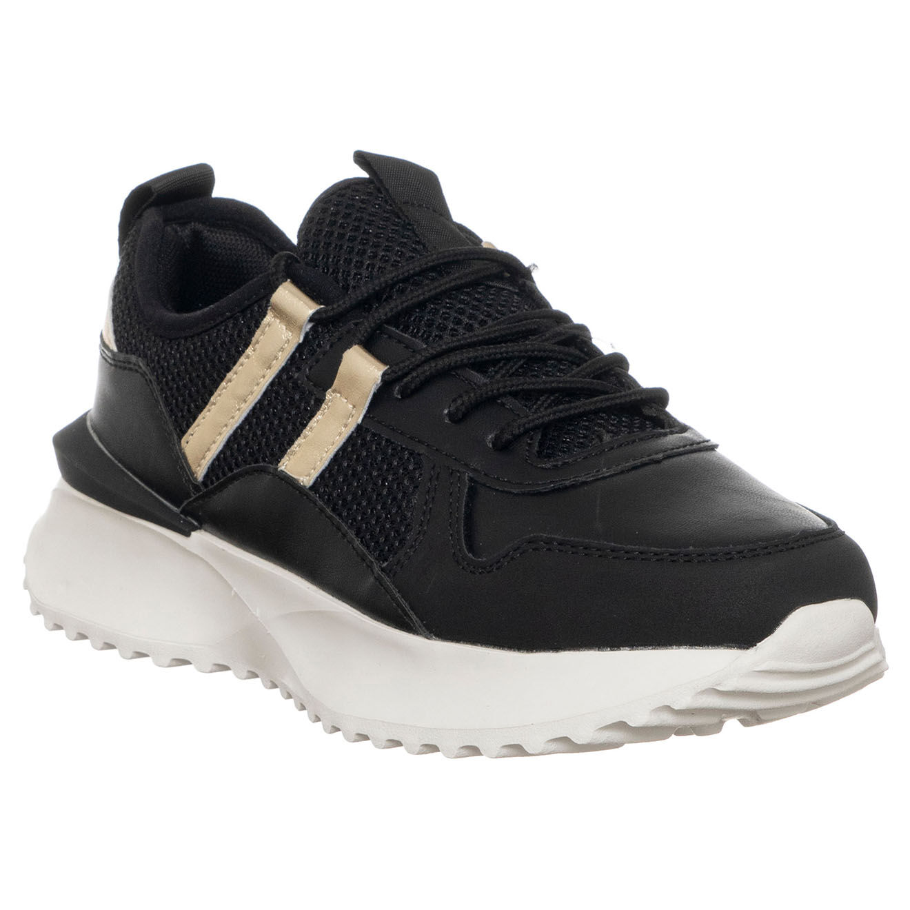 Loretta by Loretta Sneakers Tania noir/doré - Plateforme 4 cm