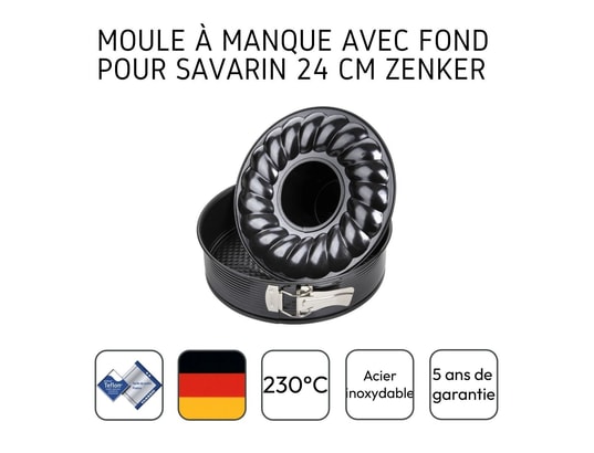 ZENKER - Pâtisserie Moule à manqué et à savarin à charnière 24 cm black metallic...