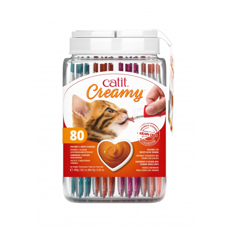 Catit petisco líquido cremoso para gatos, sortido, 80 x 10g