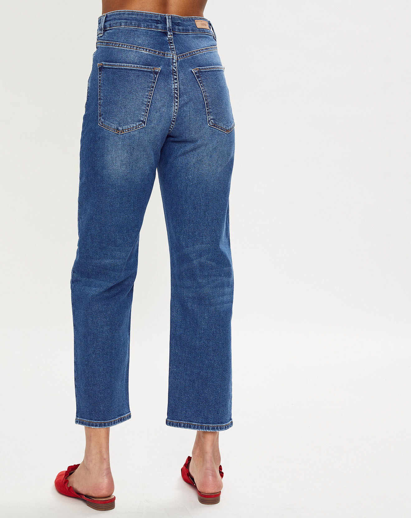 Esprit Jean Droit taille haute élastique bleu moyen