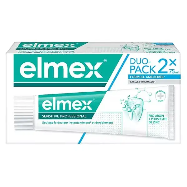 Pasta de dentes Elmex Sensitive Professional, embalagem com 2 unidades de 75ml