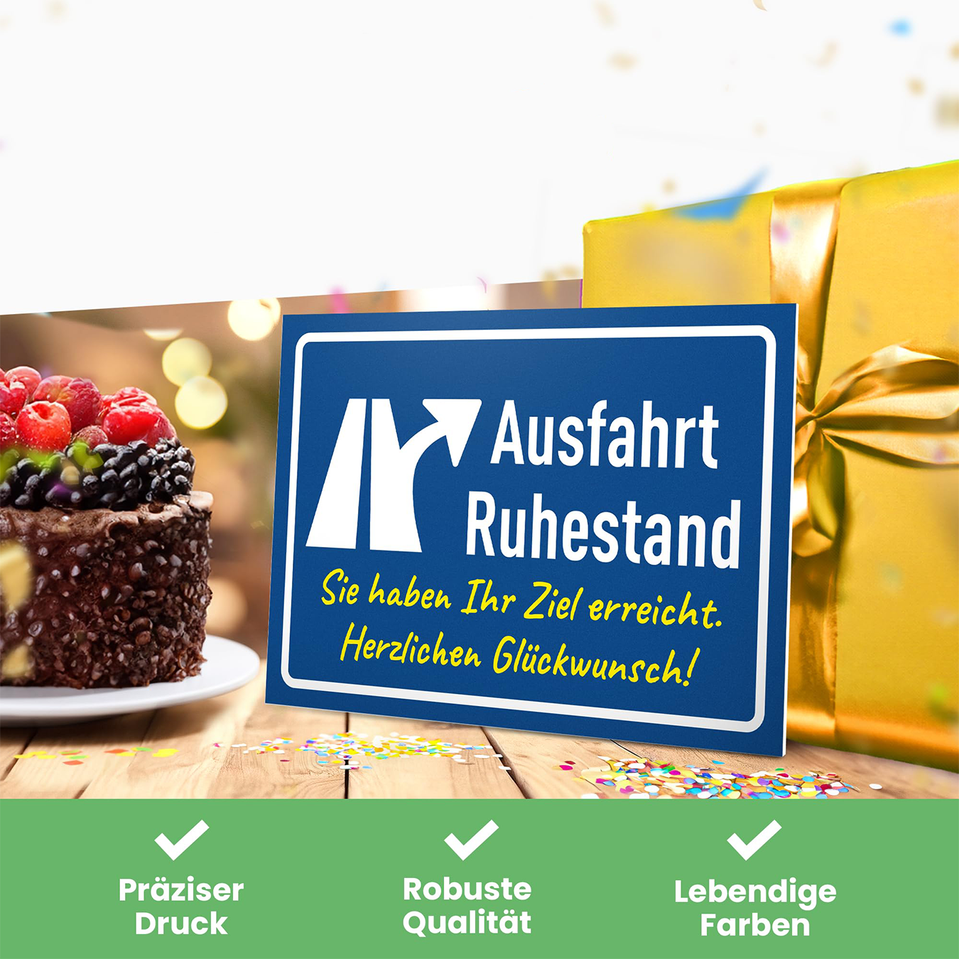 (20x30cm) Pensionierung Blechschild Wand Deko Metallbild Renten Geschenkidee - Ausfahrt Ruhestand