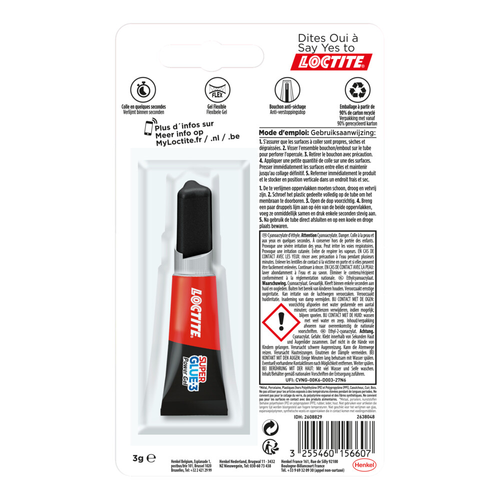 Loctite Secondelijm Power Flex Gel3 gr