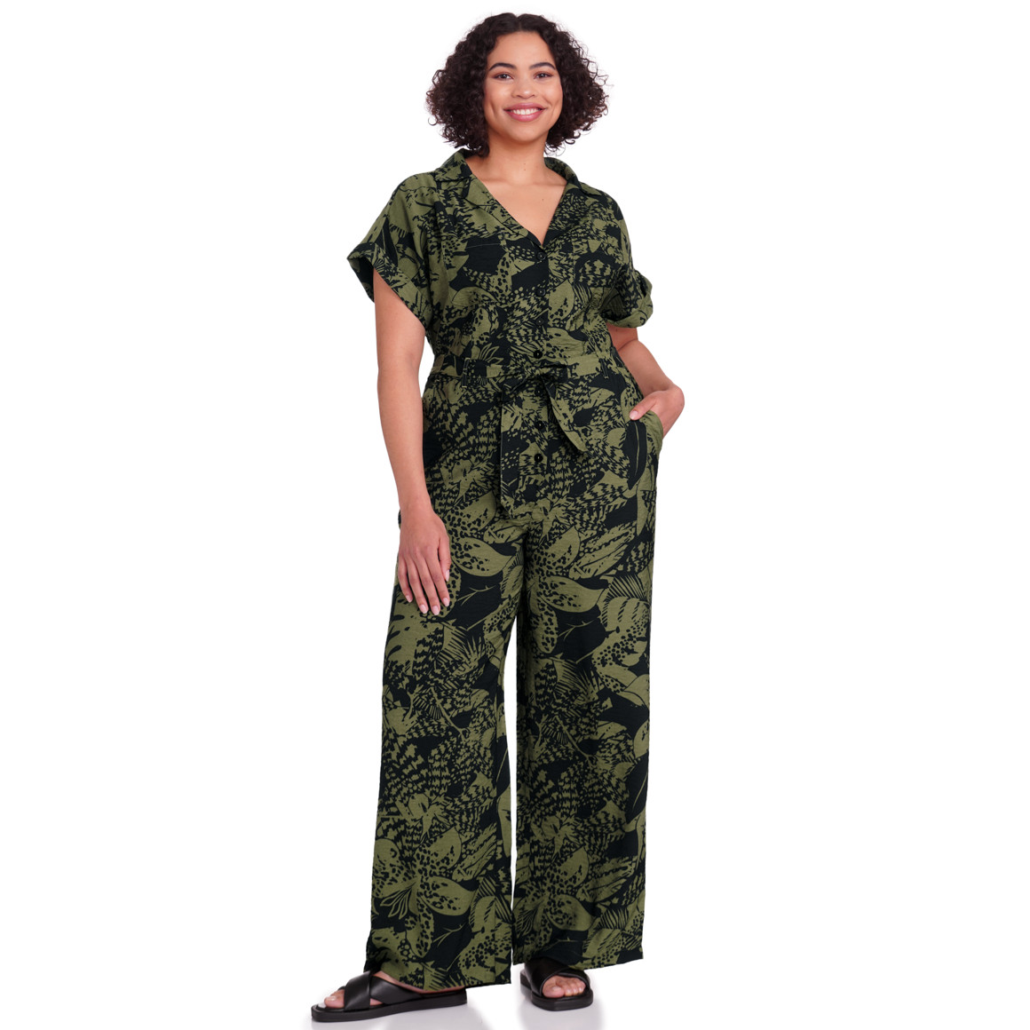 Gina Benotti Damen Jumpsuit mit Allover-Print oliv / schwarz