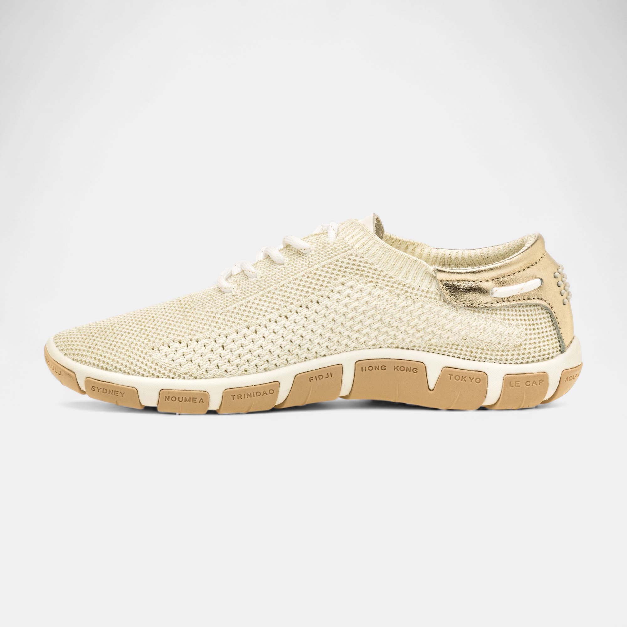 Baskets basses Femme blanc/or