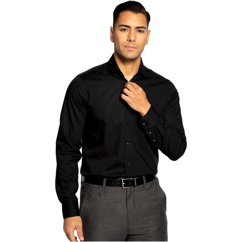 Tommy Jeans - CAMISA SLIM FIT MANGA LARGA NEGRA HOMBRE 04405078 Negro