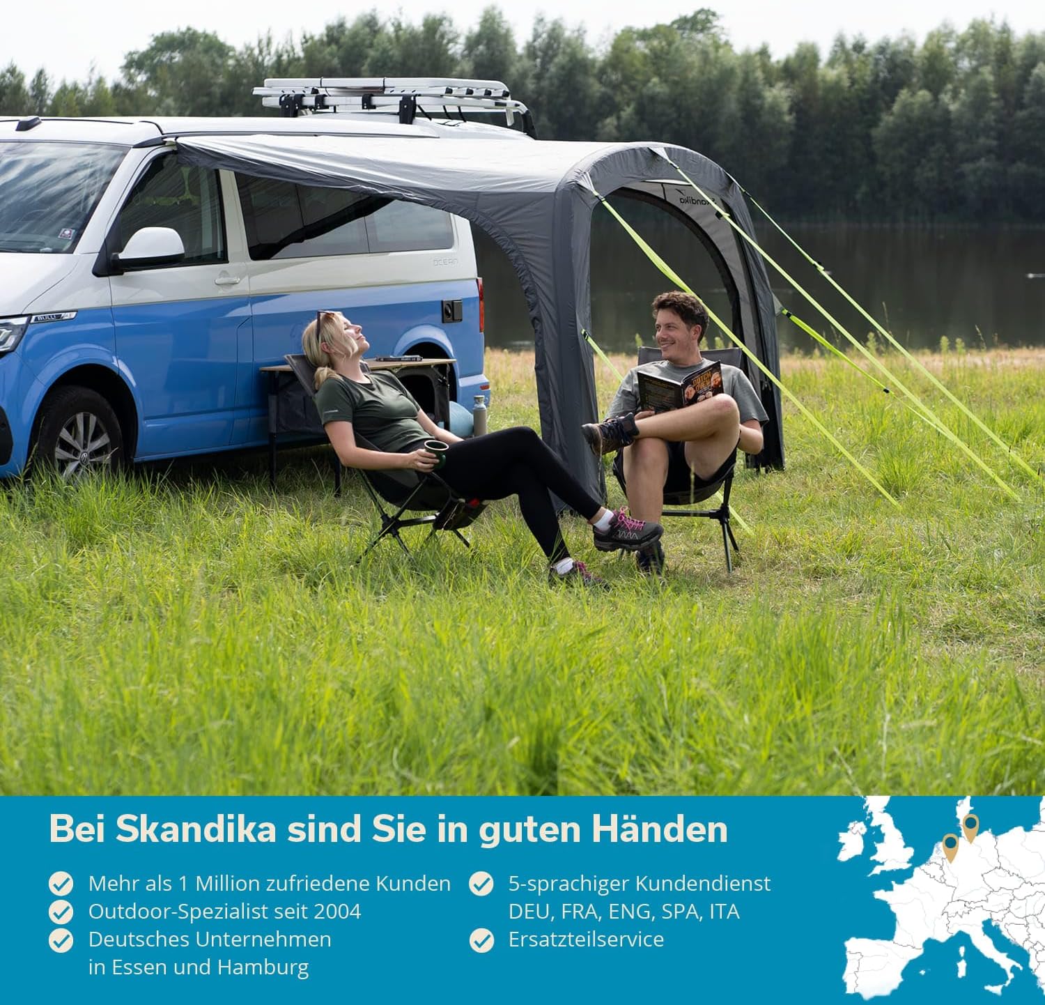 Skandika Vorzelt Vika Air Van 260 | aufblasbares Vordach, Caravan Tarp, Sonnensegel, Sonnendach UV 50+, 3000 mm Wassersäule | Buszelt, Busvorzelt für Wohnmobil, Wohnwagen, Camper, Campervan, Bus