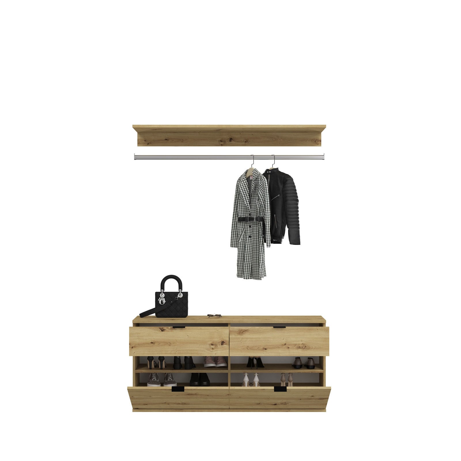 Kommode mit Garderobenstange PROJEKT X Braun 121x62 cm