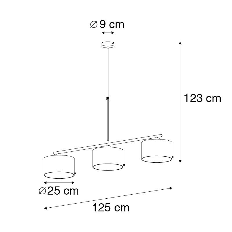 Moderne hanglamp zwart met goud 125 cm 3-lichts - VT 3