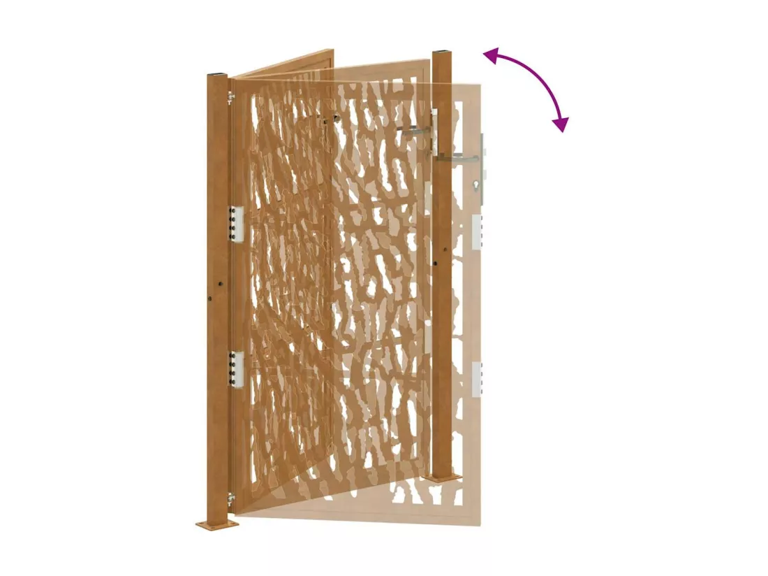 Porte de jardin acier résistant aux intempéries design tracés