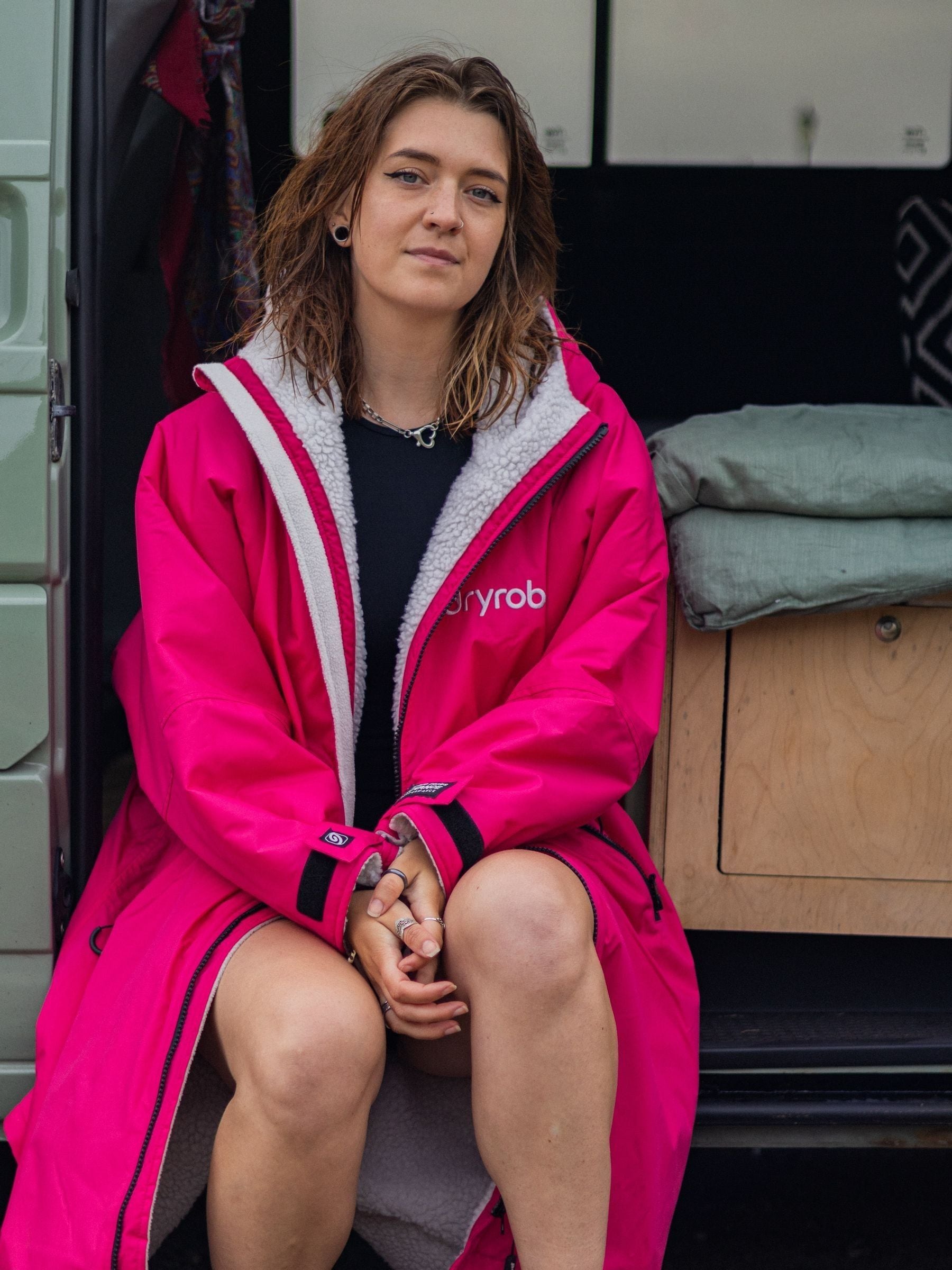 Roze/lichtgrijs - dryrobe Advance Adult Long Sleeve Changing Coats