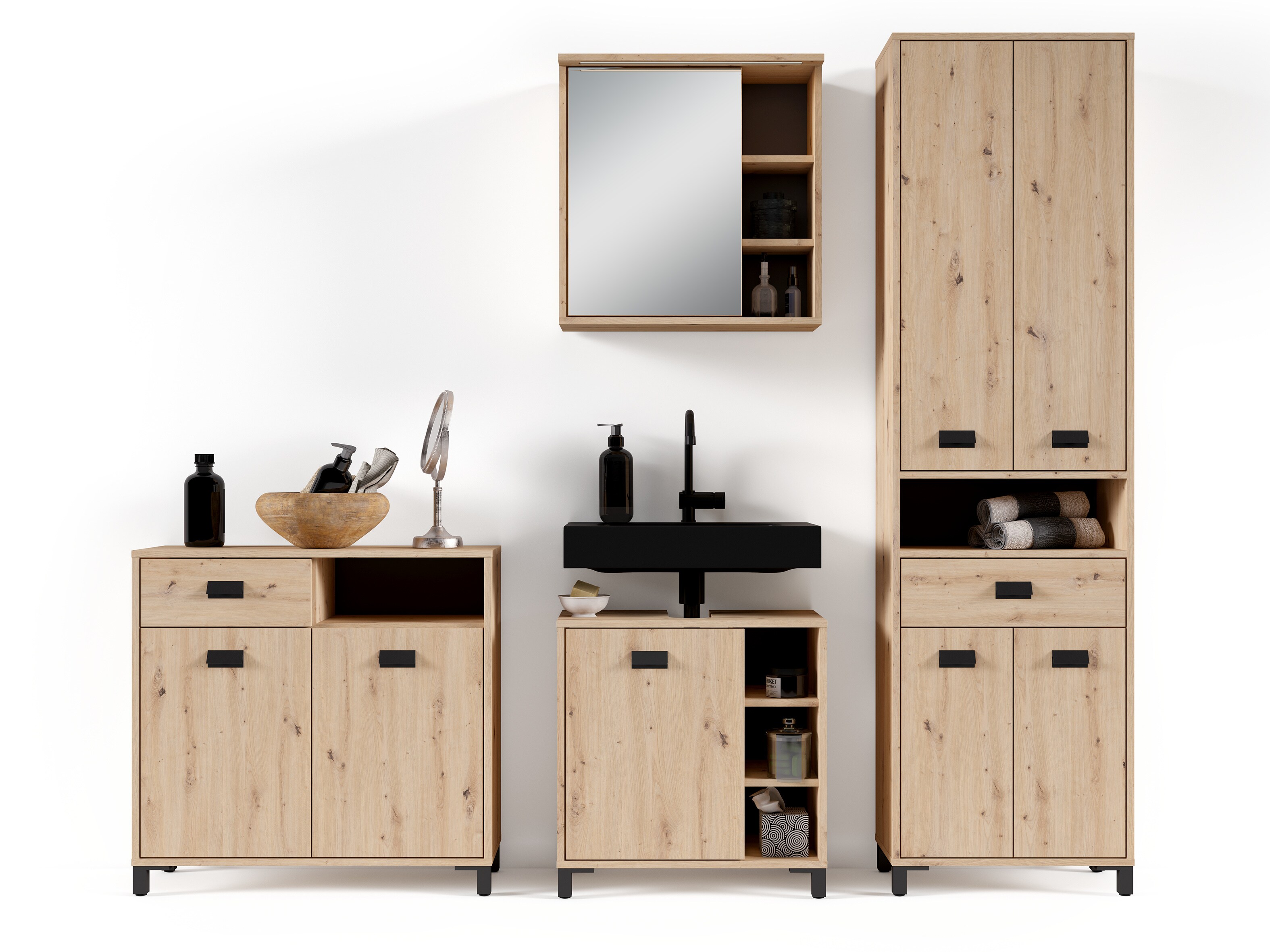 byLIVING Spiegelschrank WELLNESS, Breite 60 cm, Artisan Eiche (Eiche-Optik)