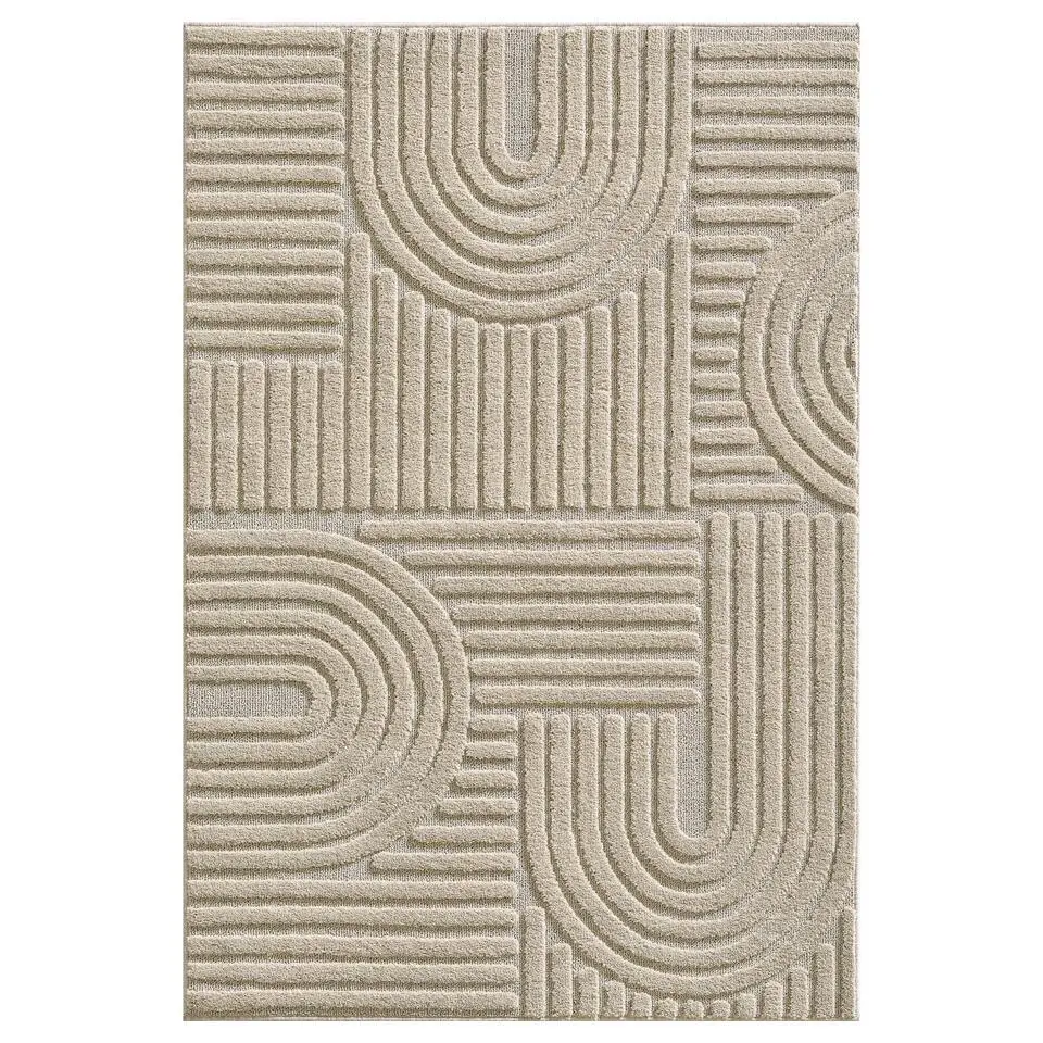 Modern Japandi Vloerkleed - Beige - Boho Scandinavisch - 200x290 cm Laagpolig