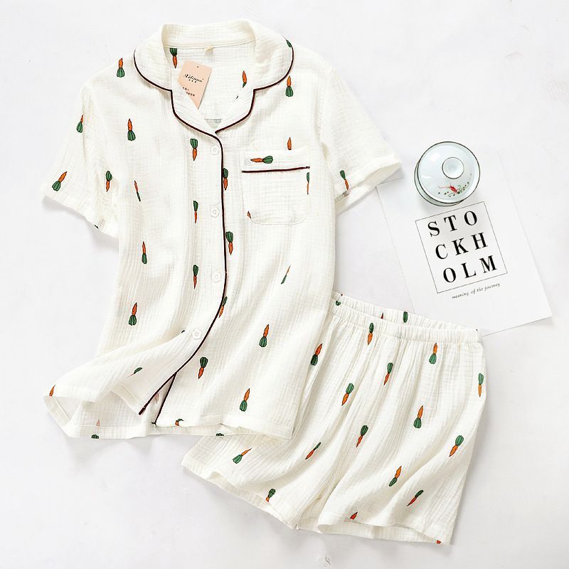 Dogini - Pyjamaset: Wortelprint Shirt met korte mouwen + Shorts