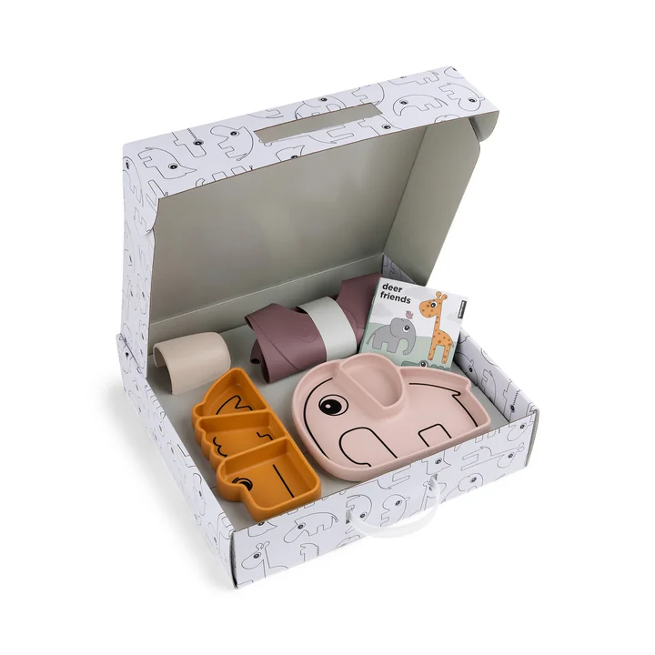 Done by Deer - Geschenkbox Geschirrset Stick & Stay, rosa
