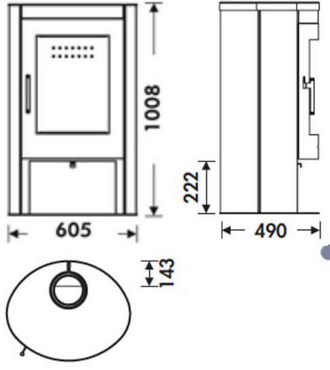Poêle à bois en acier Panadero Oval ecodesign 7.2kW 95m²