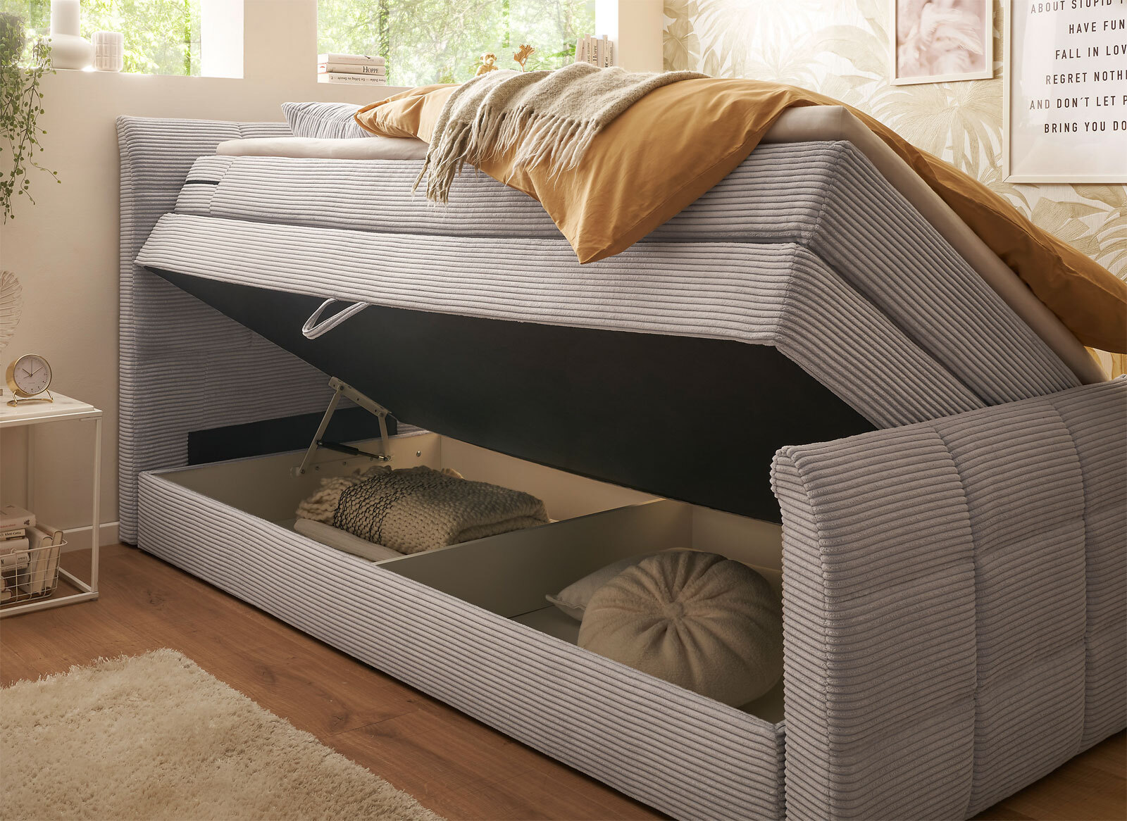 Boxspringbett DARIO 100 x 200 cm grau