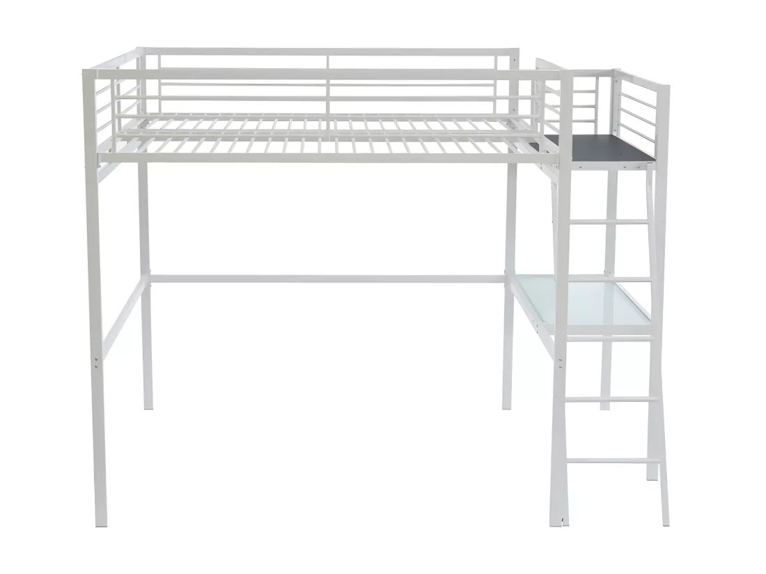 Lit mezzanine CASUAL II - 140 x 190 cm - plateforme bureau - Blanc