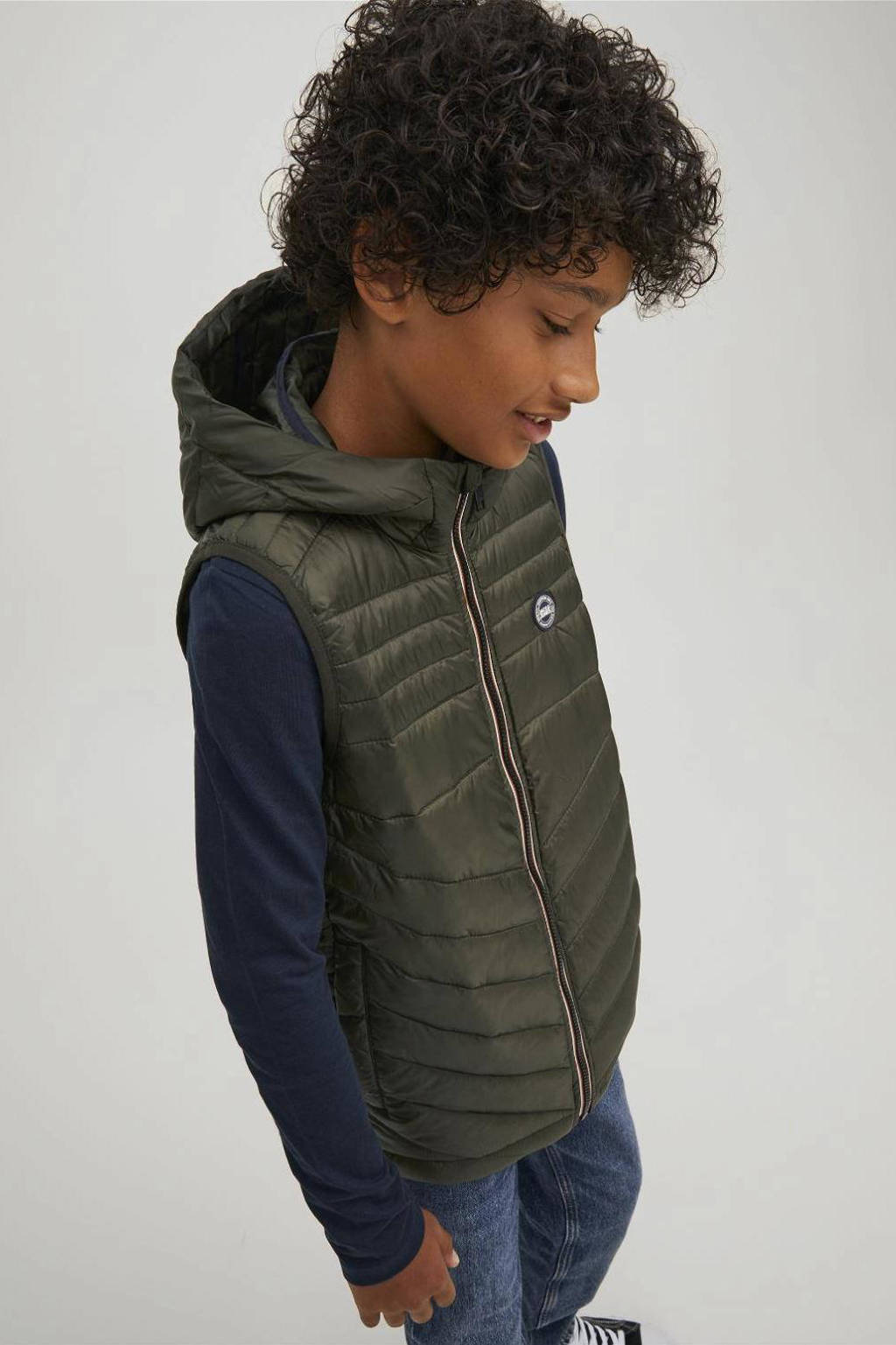 JACK & JONES bodywarmer JJEHERO met logo donkergroen