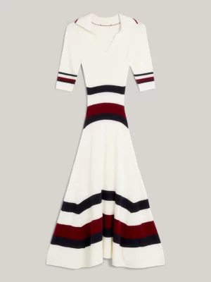 Vestido midi com listras globais