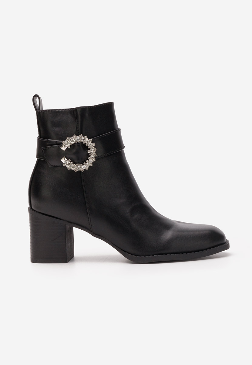Bottines à gros talon noires Navasea