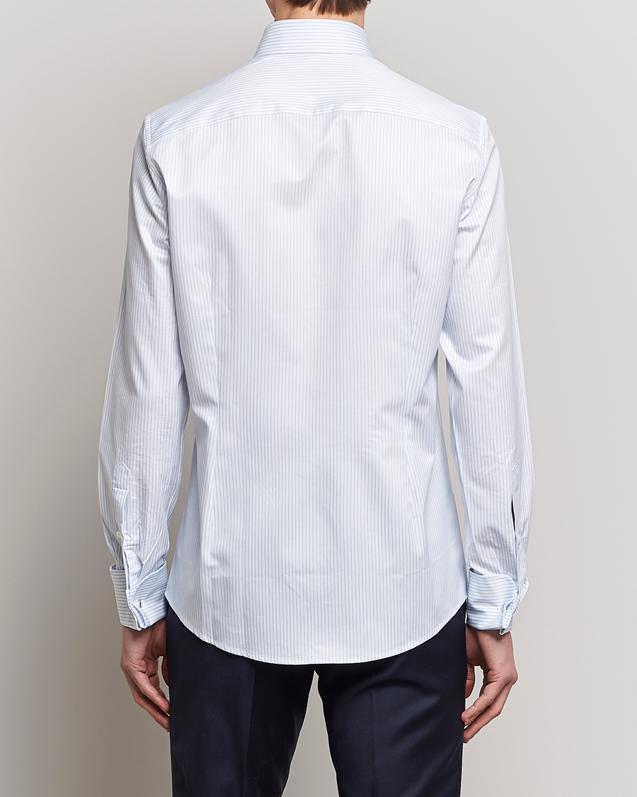 Stenströms Slimline Cotton Double Cuff Shirt White/Blue
