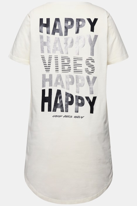 T-Shirt, A-Linie, kleiner Smiley-Druck, Halbarm