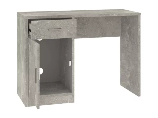 Bureau avec tiroir et armoire Gris béton 100x40x73 cm