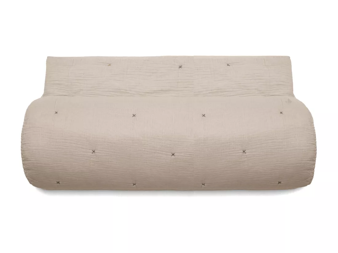 Couvre lit capitonné en mousseline de coton 260x240 cm ANDROS beige ficelle