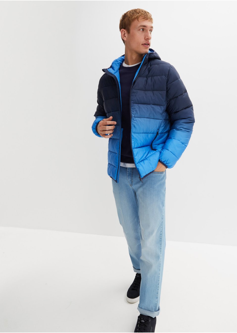 Veste matelassée à capuche avec dégradé de couleur