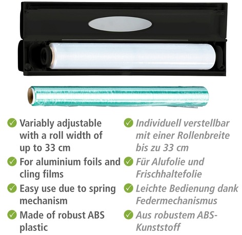 WENKO Folienspender »Modell Perfect-Cutter« für Folienrollen bis 33 cm Breite, für Alufolien und Frischhaltefolien
