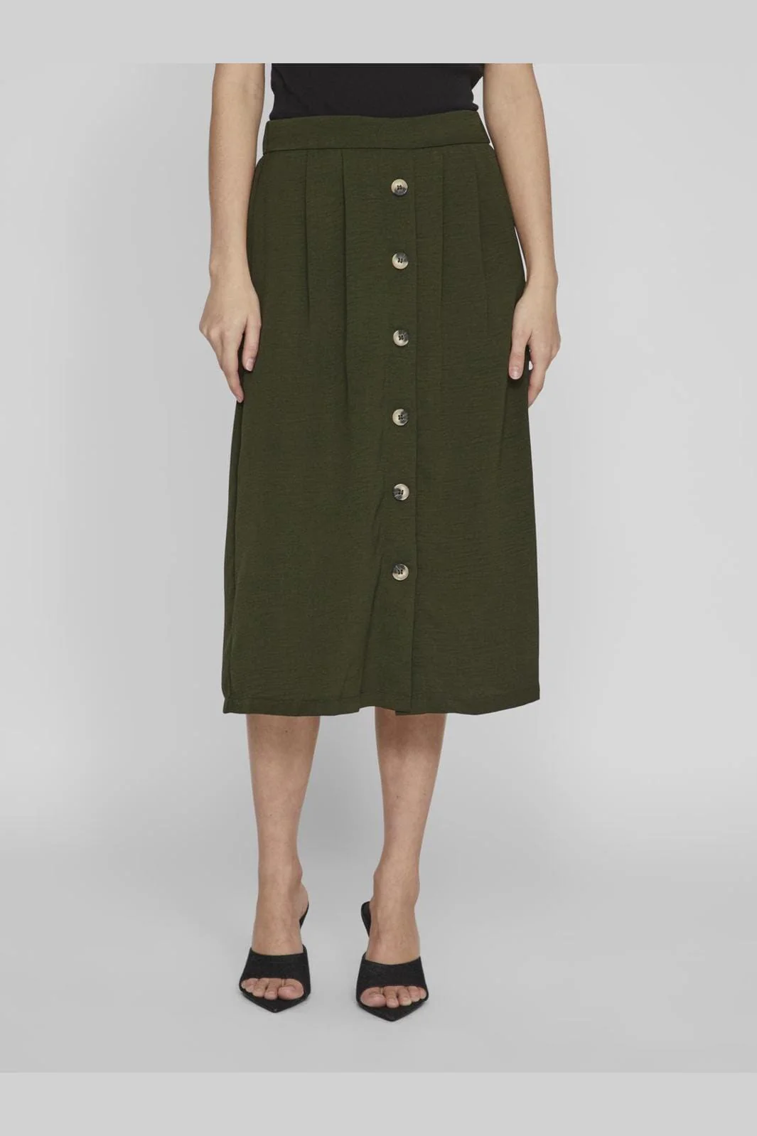 Vila Vitiff Midi Button Skirt/Pb/Ka