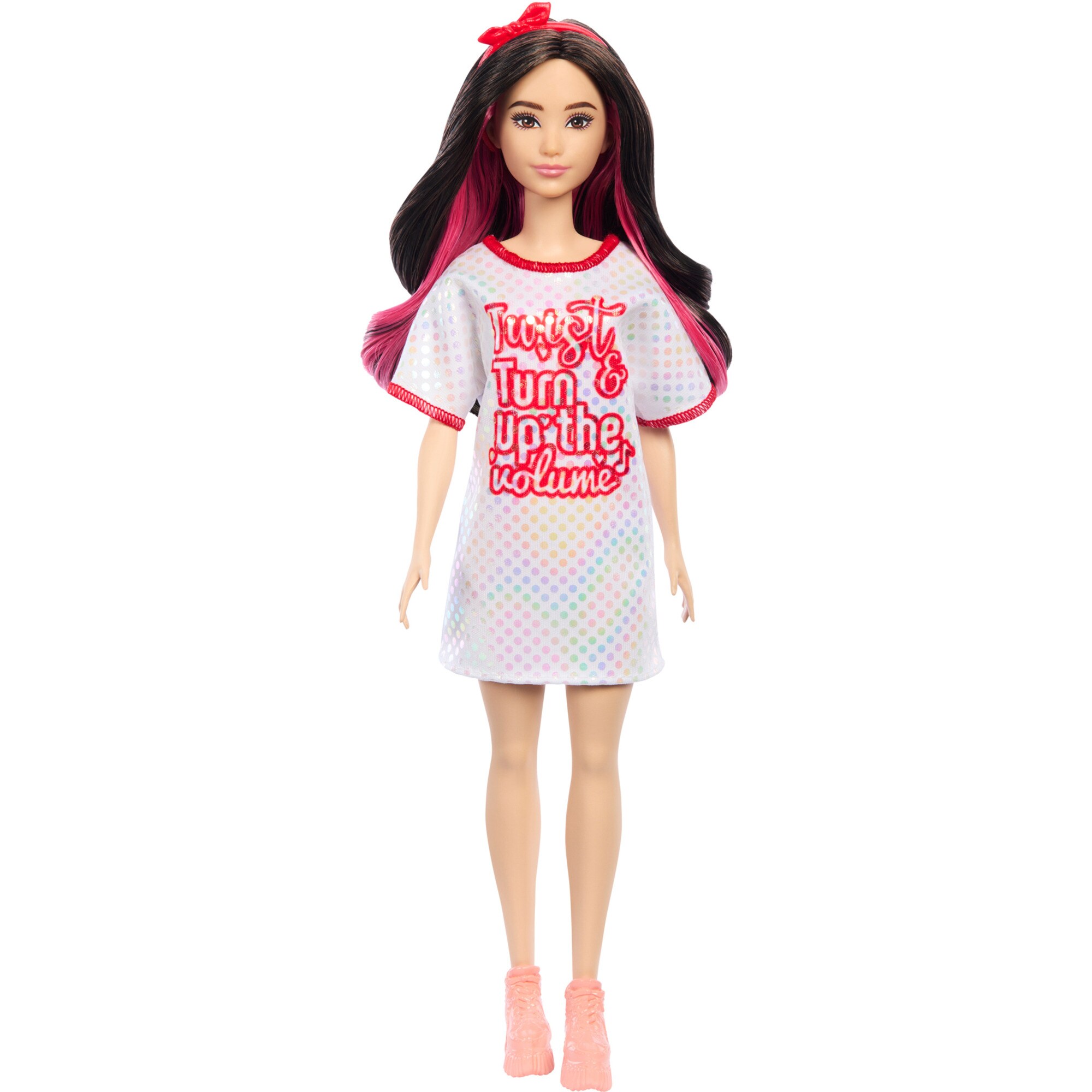Mattel Puppe Barbie Fashionistas-Puppe mit weißem T-Shirt-Kleid