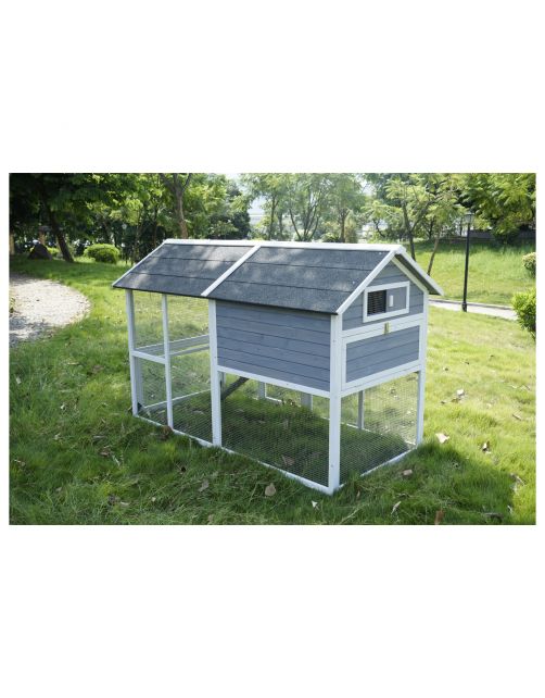 Adori Kippenhok Finn - Dierenverblijf - 211.5x105.5x136 cm Lichtgrijs Wit