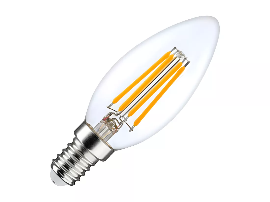 Pack de 2 Ampoules Bougie LED Filament E14 4W Equi.40W 470lm 2700K 25000H 7hSevenOn Premium
