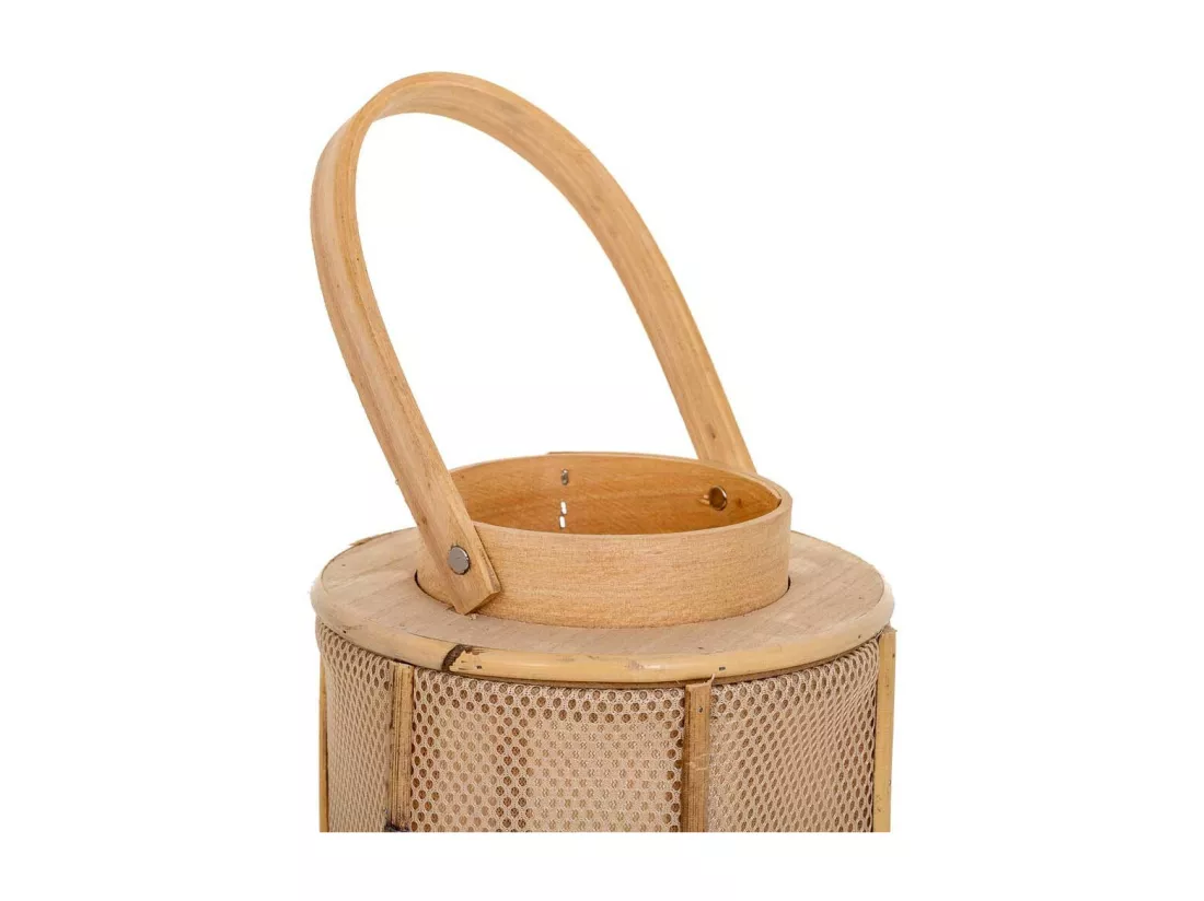 Lanterne en bois et bambou marron d11x17h