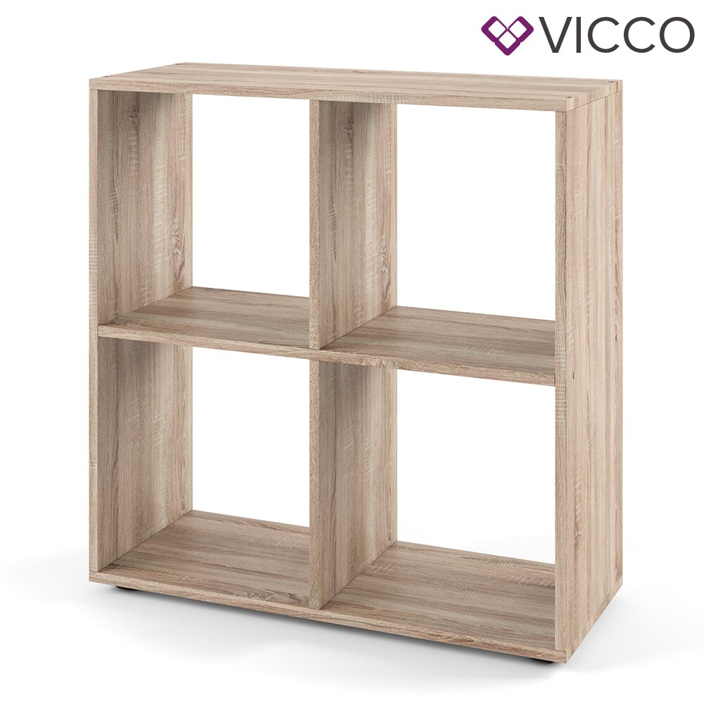 VICCO Raumteiler TETRA 4 Fächer Eiche Sonoma Bücherregal Würfelregal Standregal